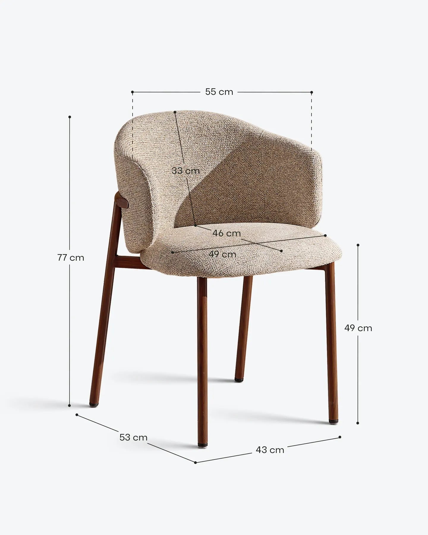 Nolan taupe chenille dining chairs dimensions