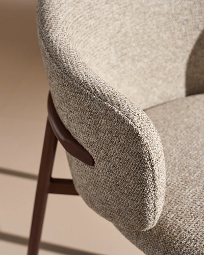 Close-up of taupe chenille upholstery on Nolan dining chairs