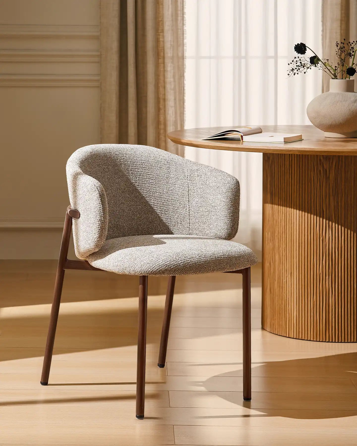 Nolan taupe chenille dining chairs