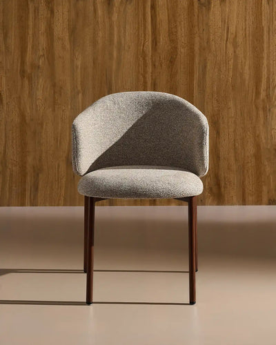 Nolan taupe chenille dining chairs in a modern dining space