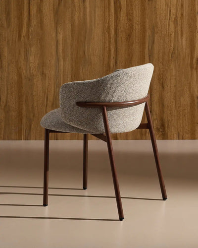 Side view of Nolan taupe chenille dining chairs