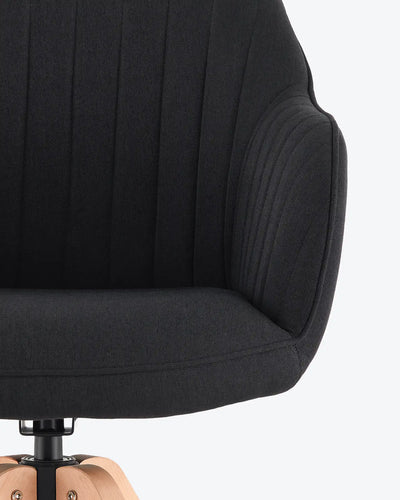 Oakley Black Linen Blend Swivel Chair with Integrated Padded Armrests
