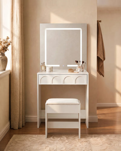 Oslo Dressing Table with LED Mirror and Padded Stool