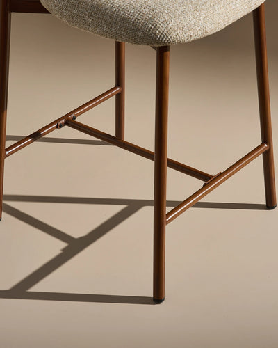 Close-up of taupe chenille upholstery on Rowan bar stools