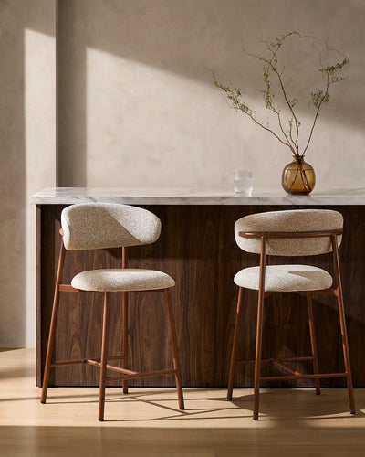 Rowan taupe chenille bar stools, 65 cm seat height
