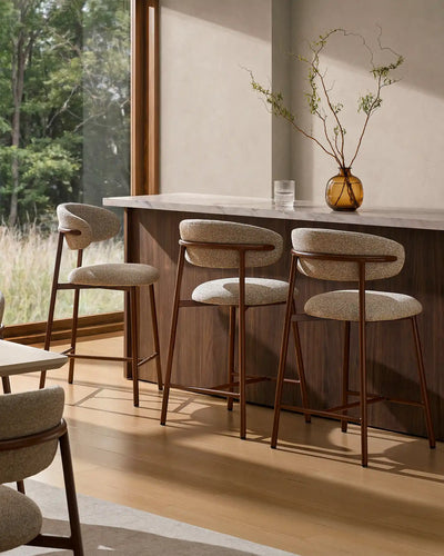 Rowan taupe chenille bar stools, 65 cm seat height