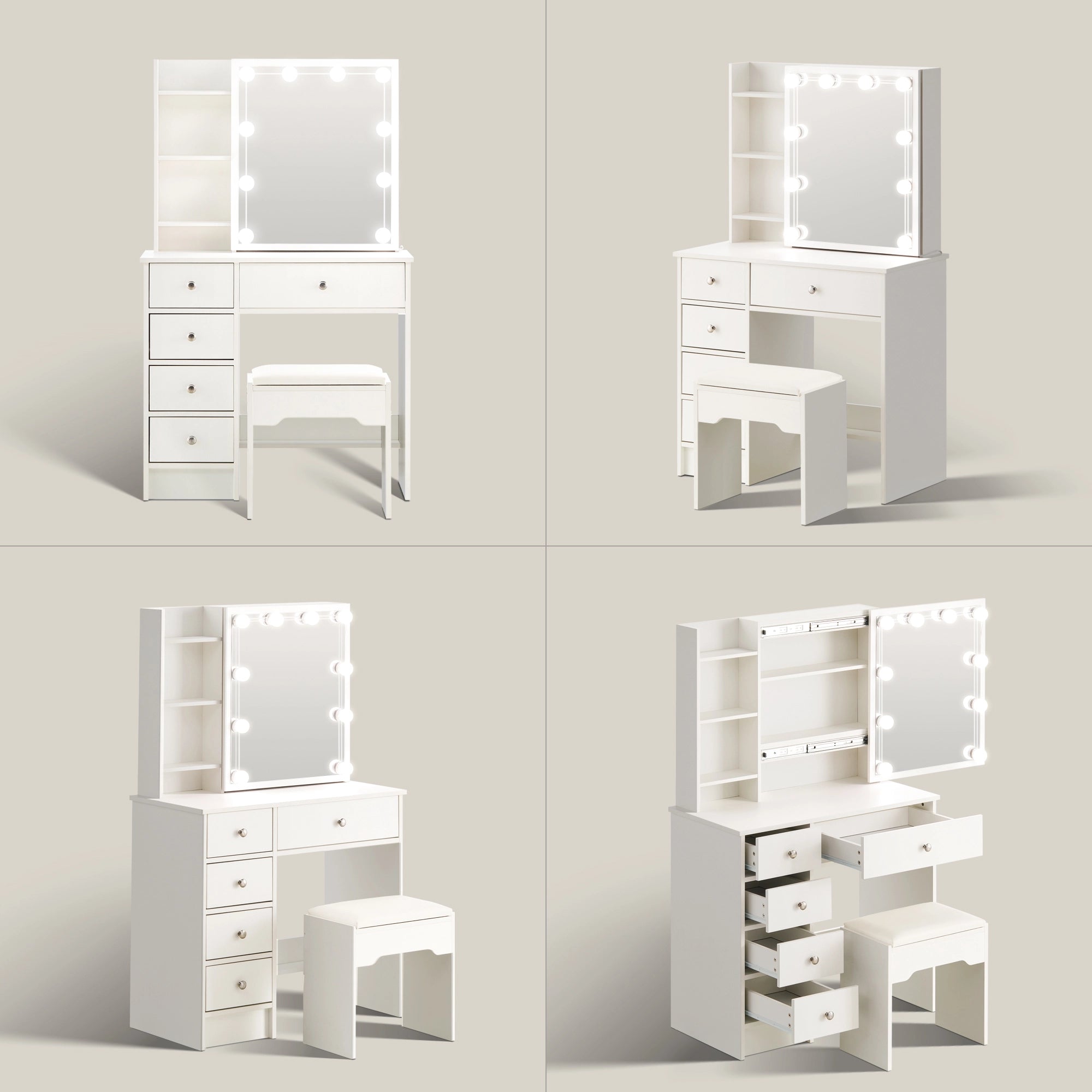 Amya Dressing Table Set [Sliding Mirror]