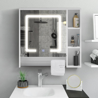 Tavion Bathroom Mirror Cabinet with Lights (1 Door+3 Shelves)